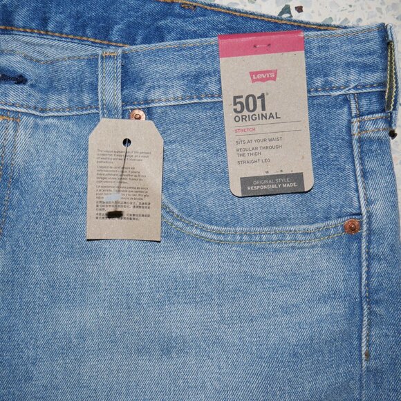 Levis 501 Original Fit Straight Leg Button Fly Denim Jeans Men's Size 38X30 NEW! - Picture 5 of 10